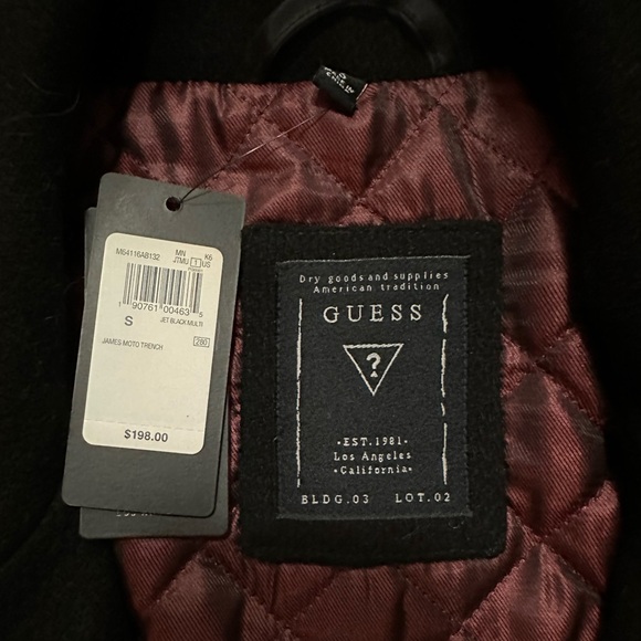 Guess Jet Black Trench Jacket Men - Picture 2 of 6